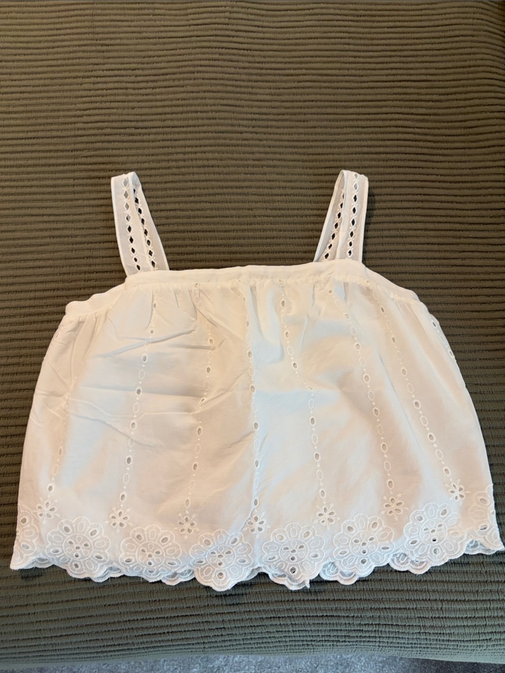 White Eyelet Cotton Tank Top - Casual Summer Camisole